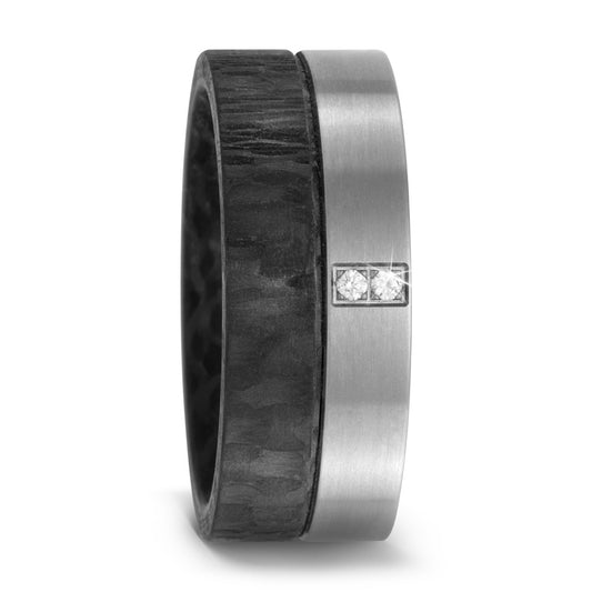 Anello del partner Titanio, Carbonio Diamante 0.02 ct, 2 pietra, w-si
