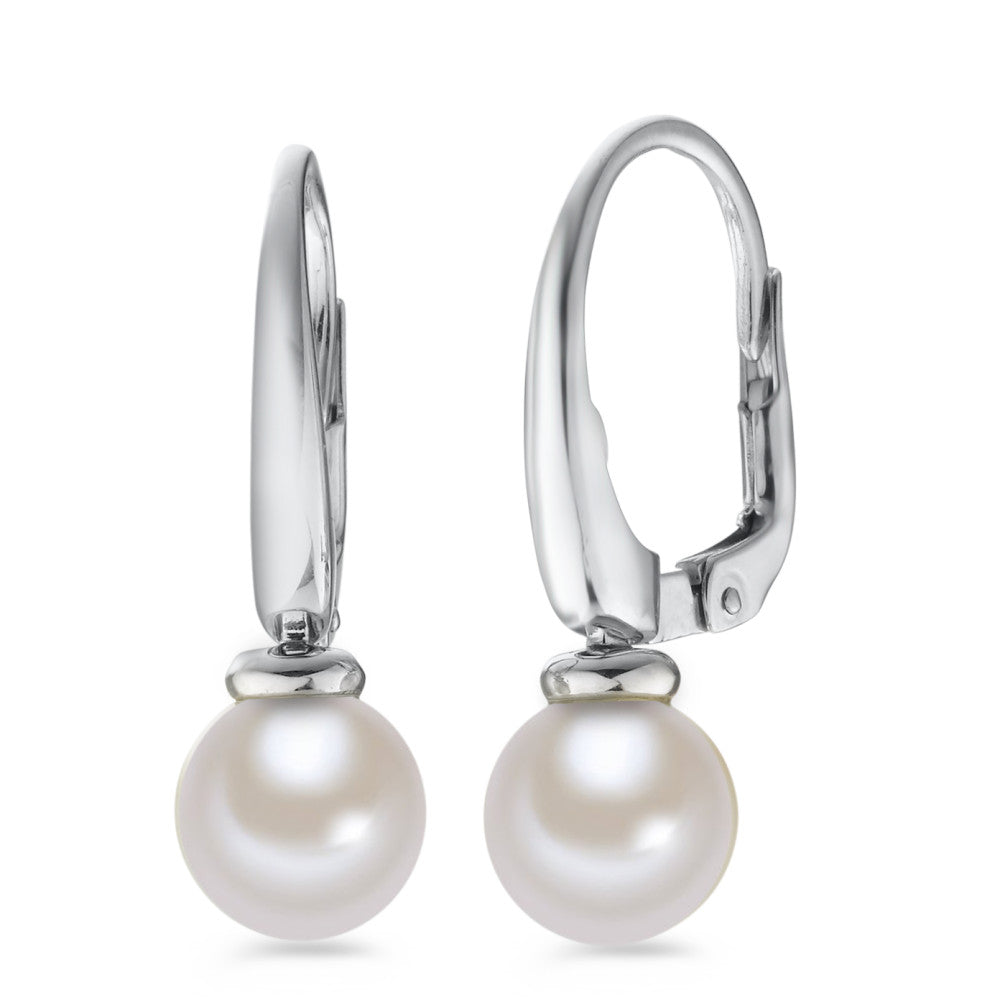 Orecchini Oro bianco 750/18 carati Perla coltivata d'acqua dolce, 8 mm