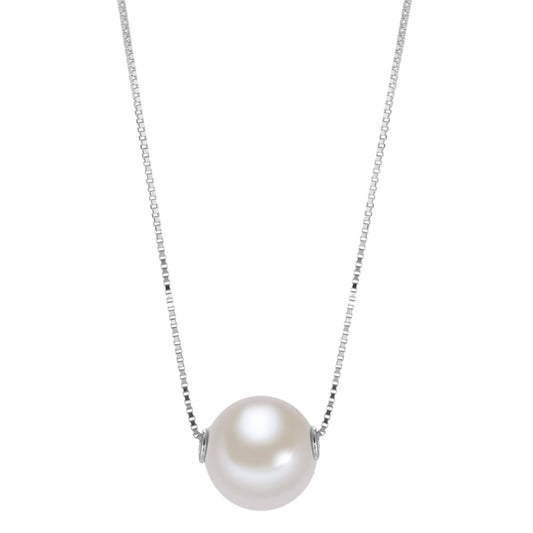Collana Oro bianco 750/18 carati Perla coltivata d'acqua dolce 40-42 cm