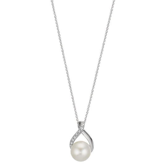 Catena con ciondolo Oro bianco 750/18 carati Perla coltivata d'acqua dolce 42 cm