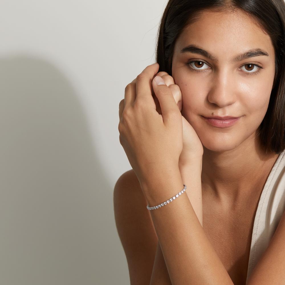 Bracciale Oro bianco 750/18 carati Zirconia 43 pietra 19 cm