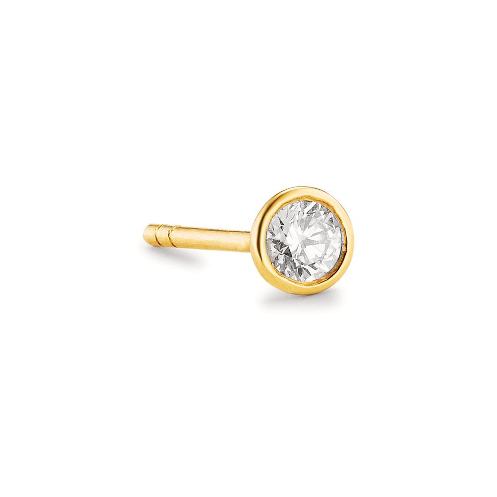 Orecchini a bottone 1 pz Oro giallo 750/18 carati Diamante 0.10 ct, w-si Ø4 mm
