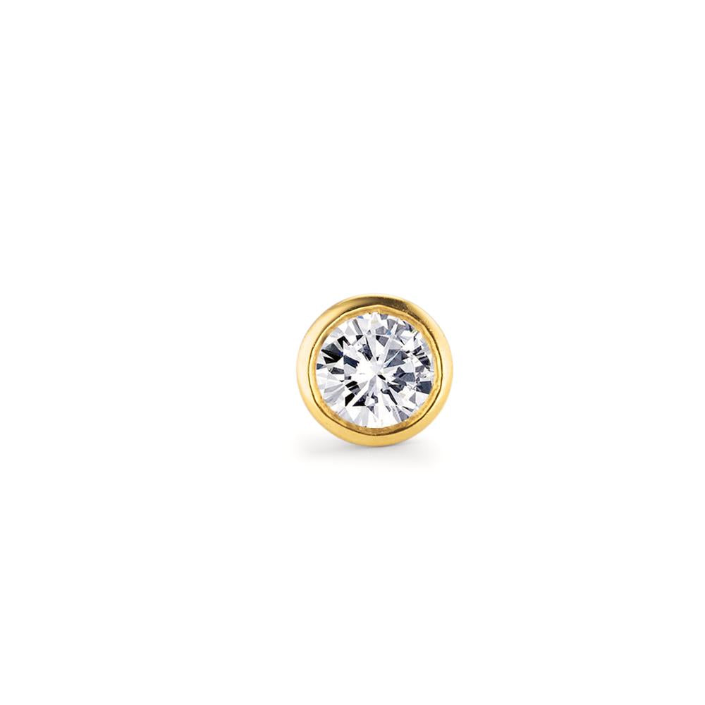 Orecchini a bottone 1 pz Oro giallo 750/18 carati Diamante 0.10 ct, w-si Ø4 mm