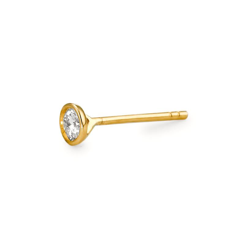 Orecchini a bottone 1 pz Oro giallo 750/18 carati Diamante 0.10 ct, w-si Ø4 mm