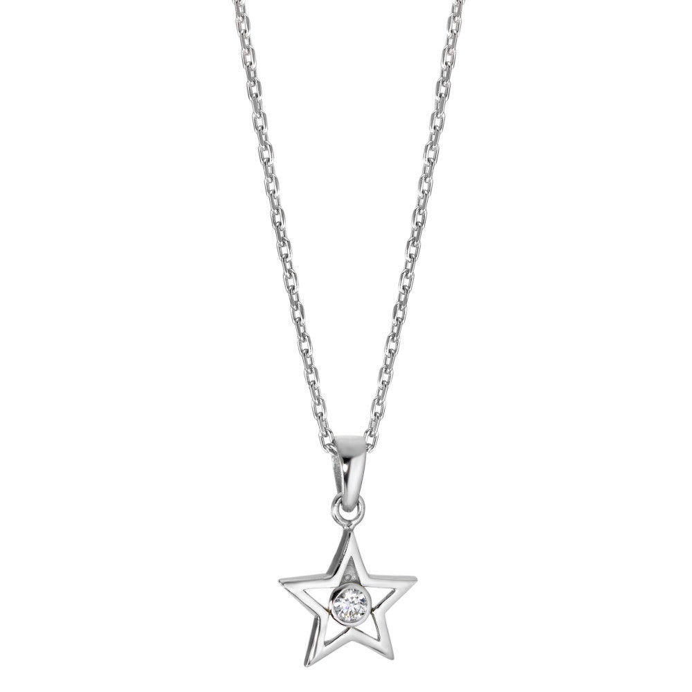 Catena con ciondolo Argento Zirconia bianco rodiato Stella 38-40 cm Ø10 mm