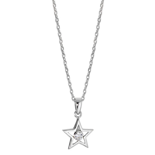 Catena con ciondolo Argento Zirconia bianco rodiato Stella 38-40 cm Ø10 mm