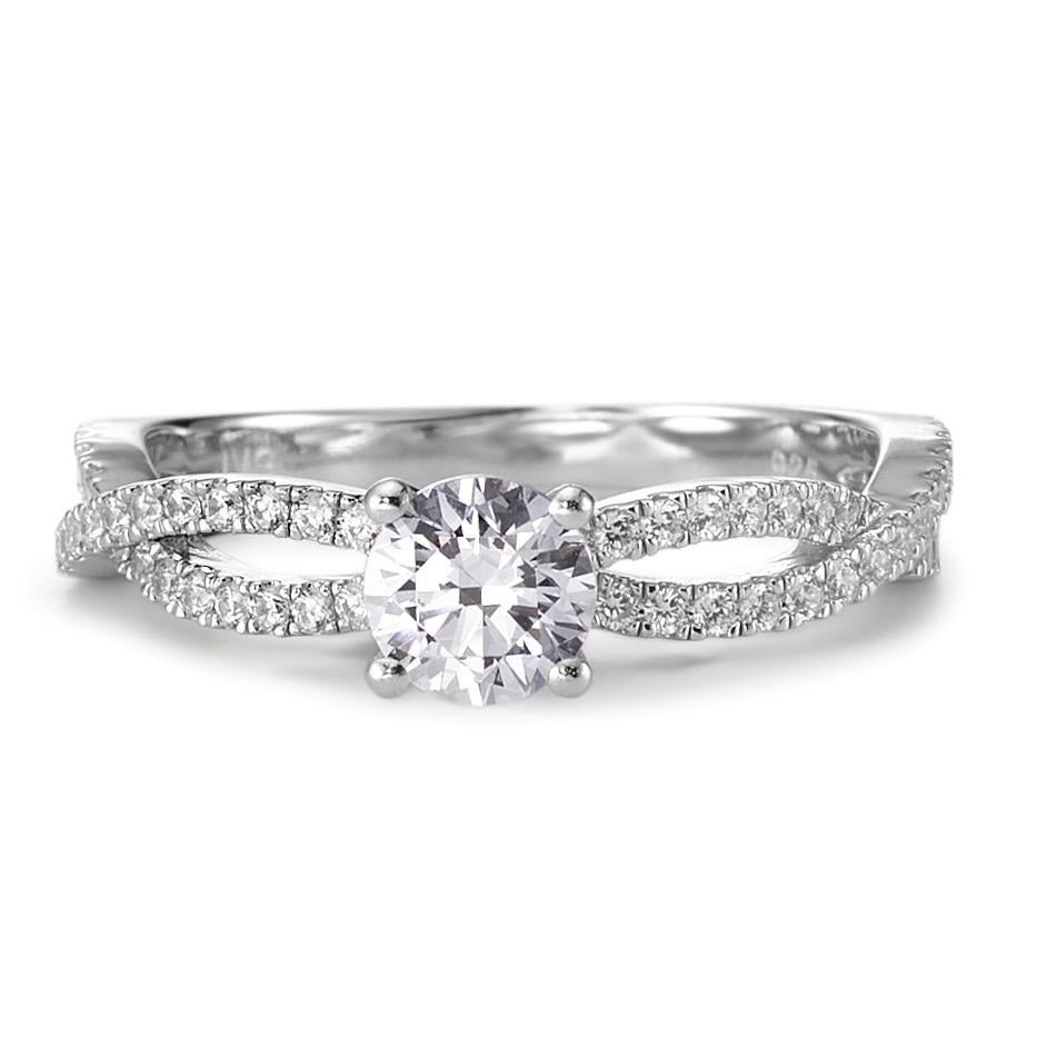 Anello solitario Argento Zirconia rodiato Ø5 mm