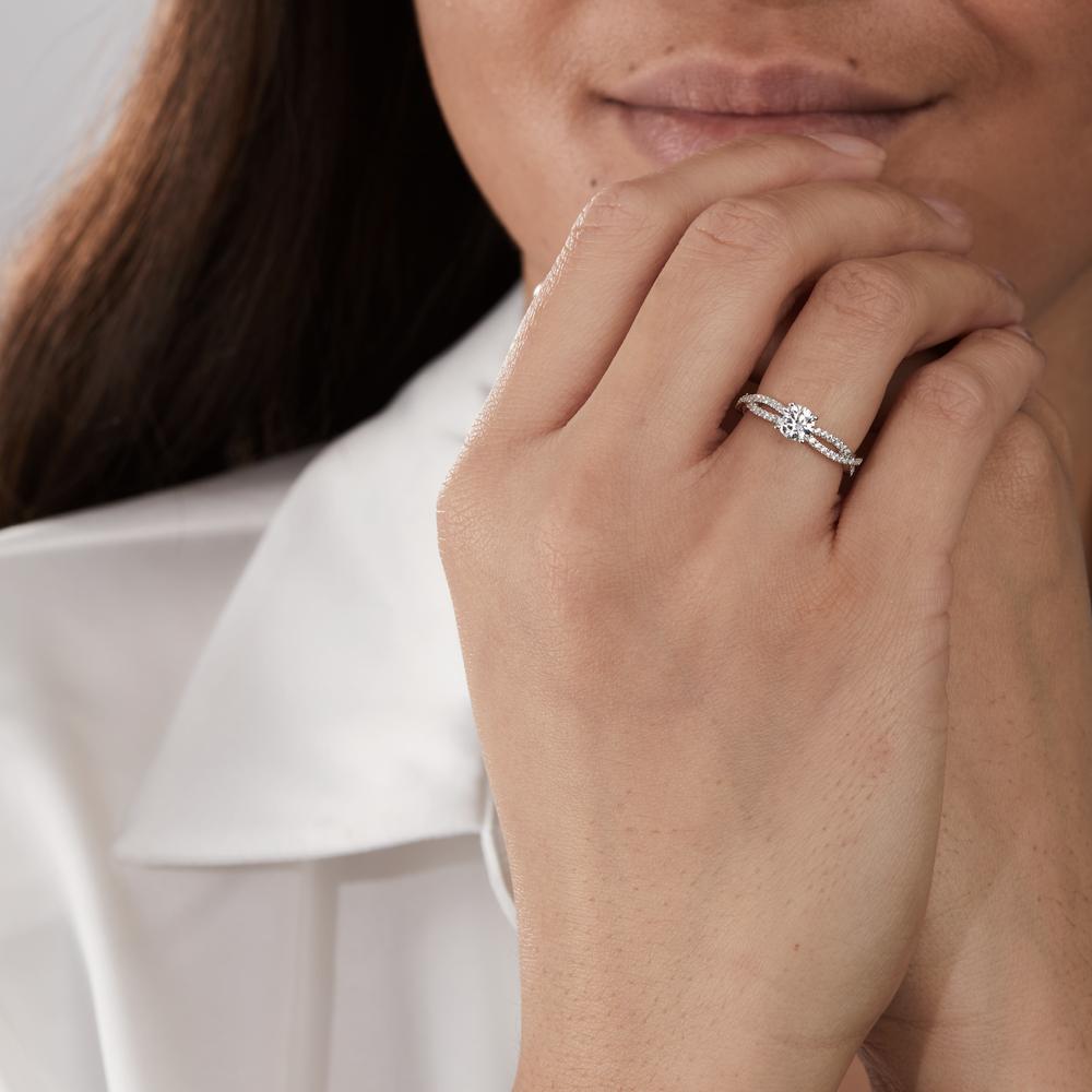 Anello solitario Argento Zirconia rodiato Ø5 mm