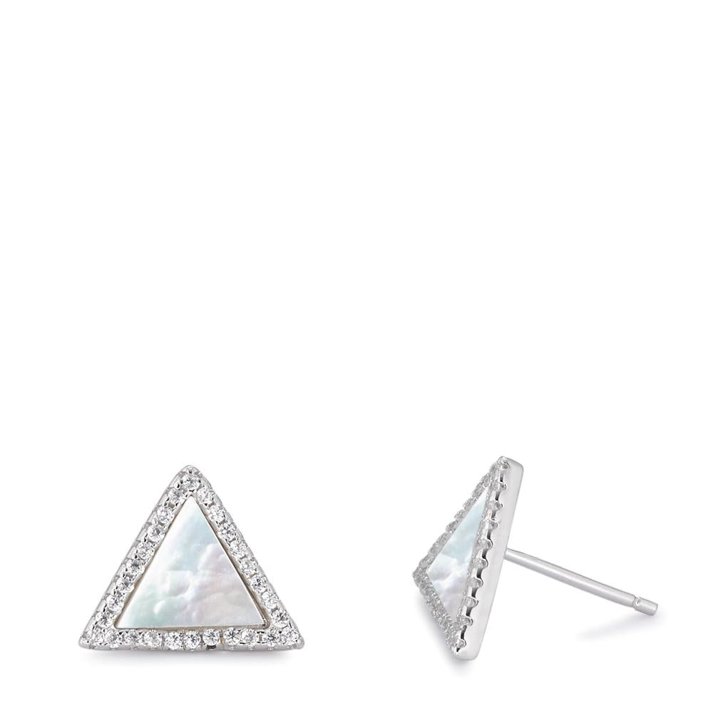 Orecchini a bottone Argento Zirconia rodiato