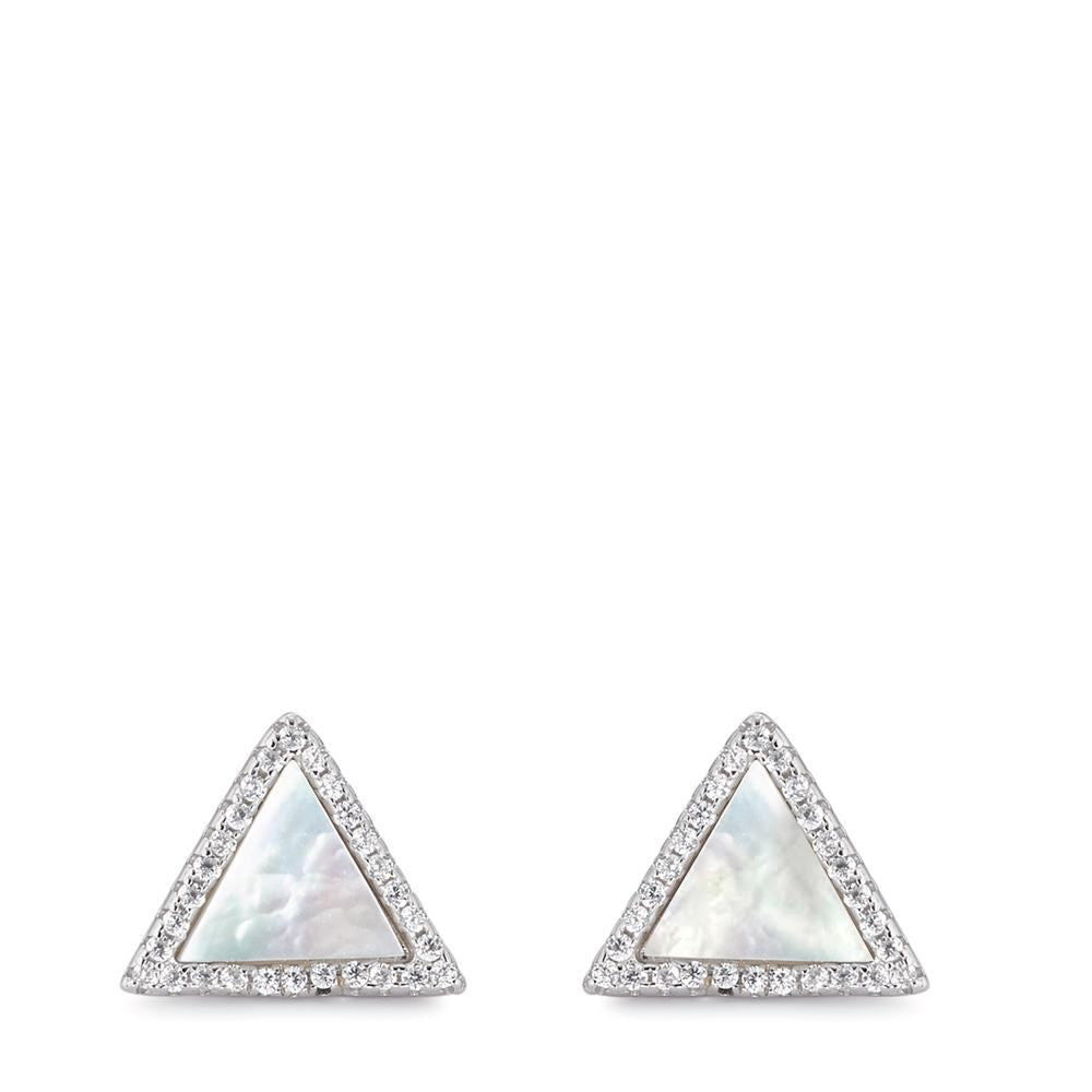 Orecchini a bottone Argento Zirconia rodiato