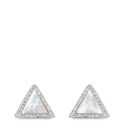 Orecchini a bottone Argento Zirconia rodiato