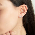 Orecchini a bottone Argento Zirconia rodiato Foglio