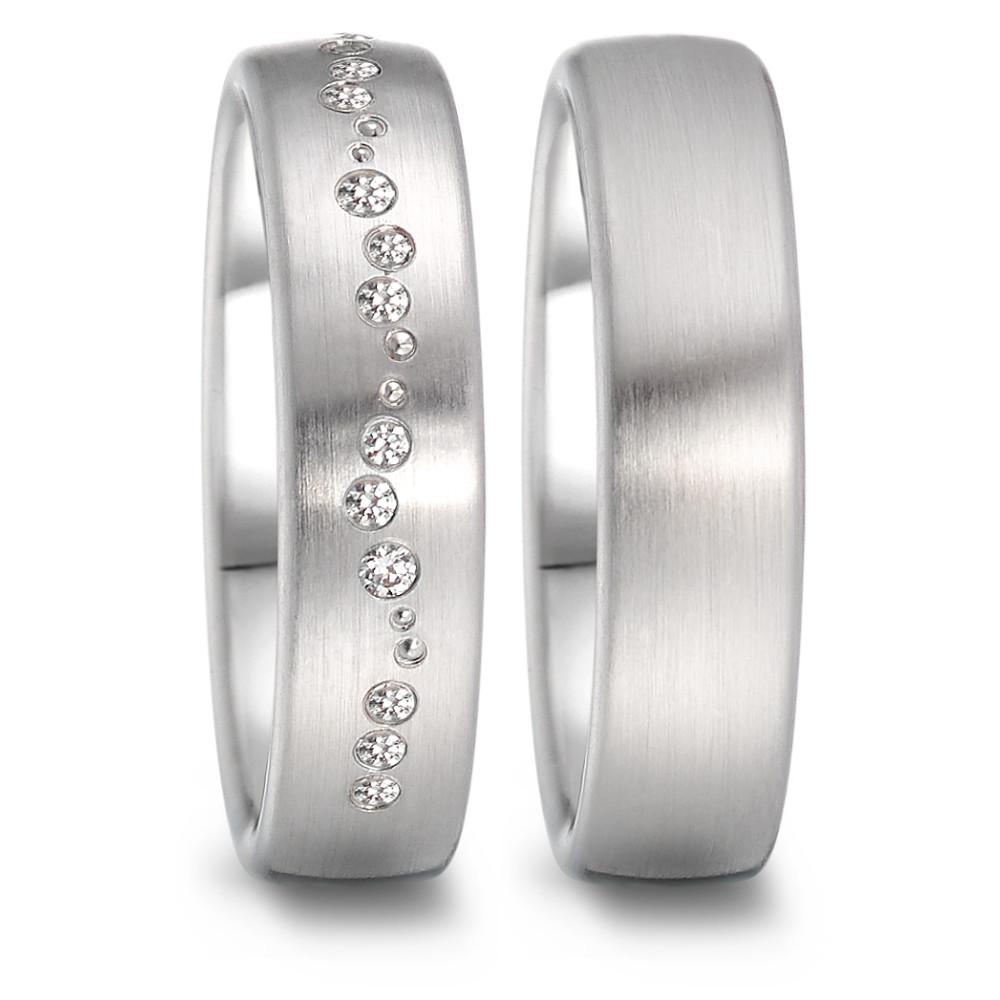 Anello del partner Oro bianco 750/18 carati Diamante 0.105 ct, 15 pietra, tw-vsi