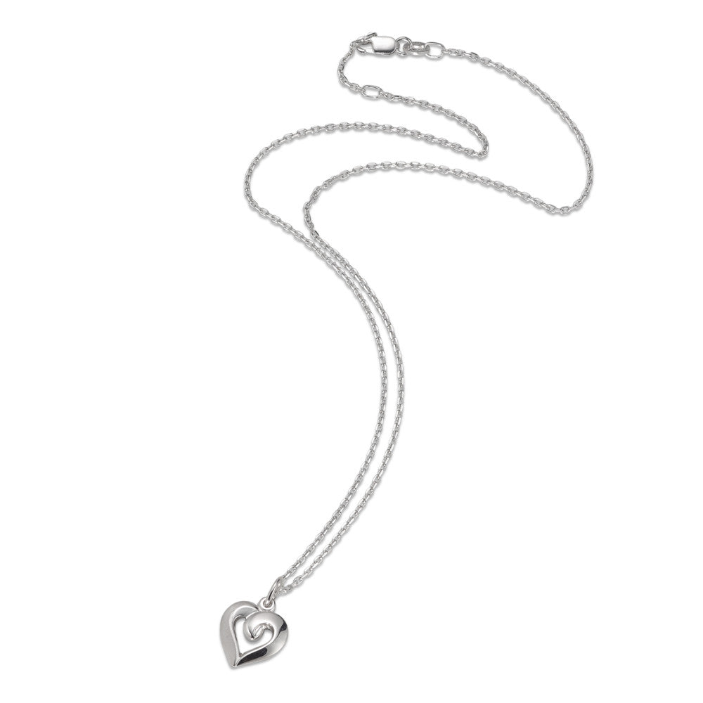 Catena con ciondolo Argento rodiato Cuore 40-42 cm Ø11 mm