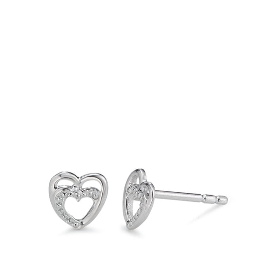 Orecchini a bottone Argento rodiato Cuore Ø6 mm