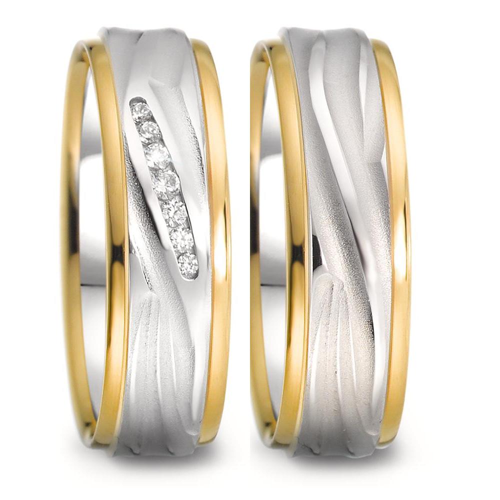Anello del partner Oro bianco 750/18 carati, Oro giallo 750/18 carati