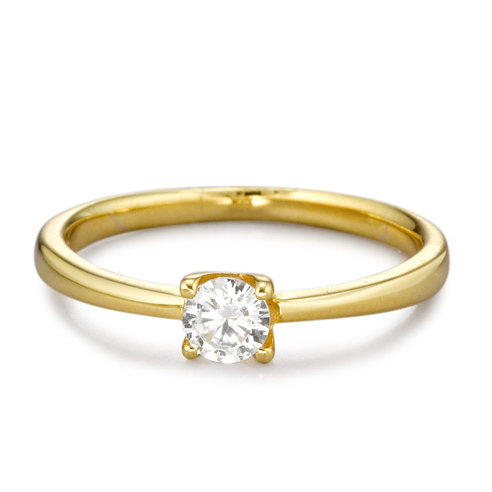 Anello solitario Oro giallo 375/9K Zirconia Ø3.8 mm