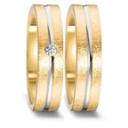 Anello del partner Oro giallo 750/18 carati, Oro bianco 750/18 carati Diamante 0.03 ct, w-si