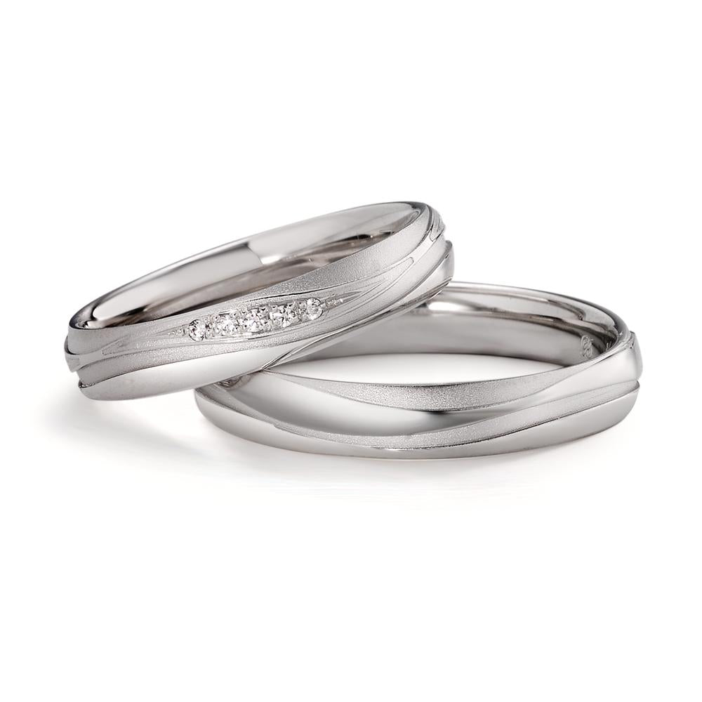 Anello del partner Oro bianco 750/18 carati Diamante 0.09 ct, 15 pietra, tw-si