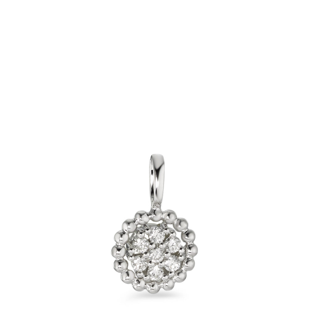 Ciondolo Oro bianco 750/18 carati Diamante bianco, 0.14 ct, 7 pietra, [Brillant], w-si Ø8.5 mm
