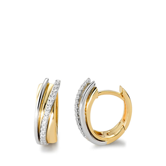 Orecchini circolari Oro giallo 750/18 carati, Oro bianco 750/18 carati Diamante bianco, 0.14 ct, 32 pietra, [Brillant], w-si