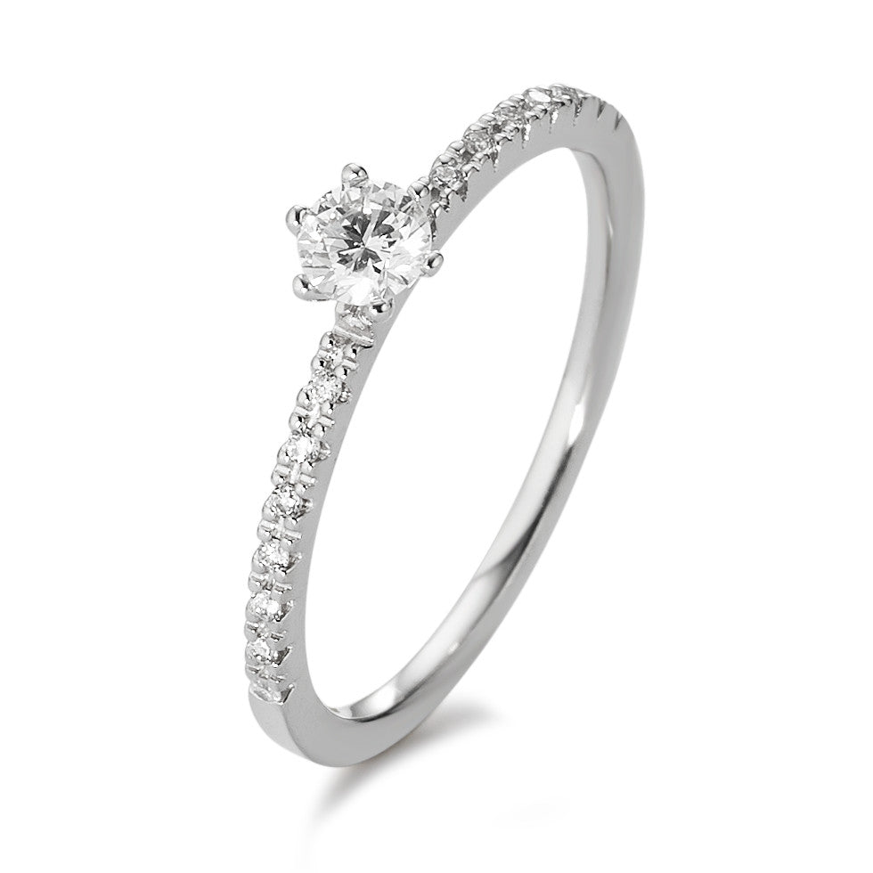 Anello solitario Oro bianco 750/18 carati Diamante bianco, 0.25 ct, 17 pietra, [Brillant], w-si