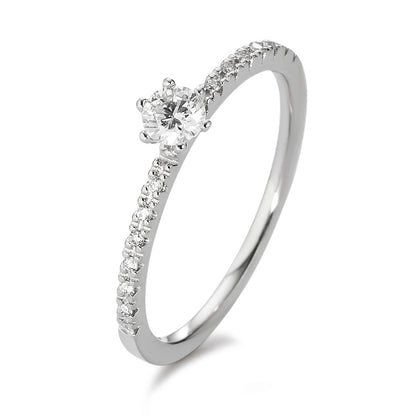 Anello solitario Oro bianco 750/18 carati Diamante bianco, 0.25 ct, 17 pietra, [Brillant], w-si
