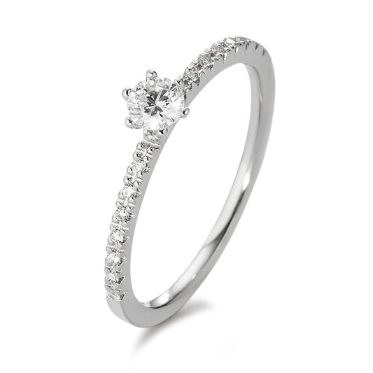 Anello solitario Oro bianco 750/18 carati Diamante bianco, 0.25 ct, 17 pietra, [Brillant], w-si