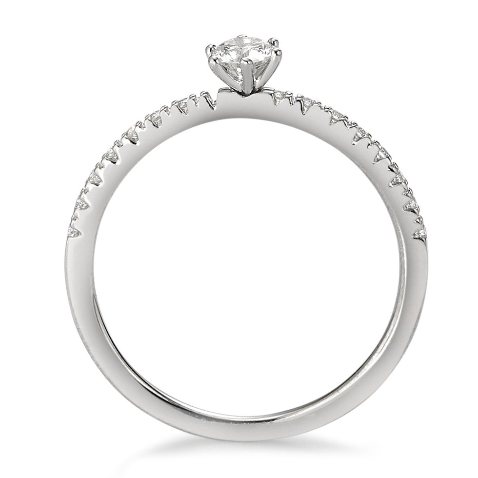 Anello solitario Oro bianco 750/18 carati Diamante bianco, 0.25 ct, 17 pietra, [Brillant], w-si