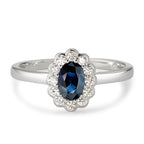 Anello Oro bianco 750/18 carati Diamante bianco, 0.18 ct, 12 pietra, [Brillant], w-si, Zaffiro