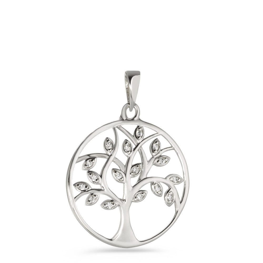 Ciondolo Argento Zirconia 16 pietra rodiato Albero della vita Ø20 mm