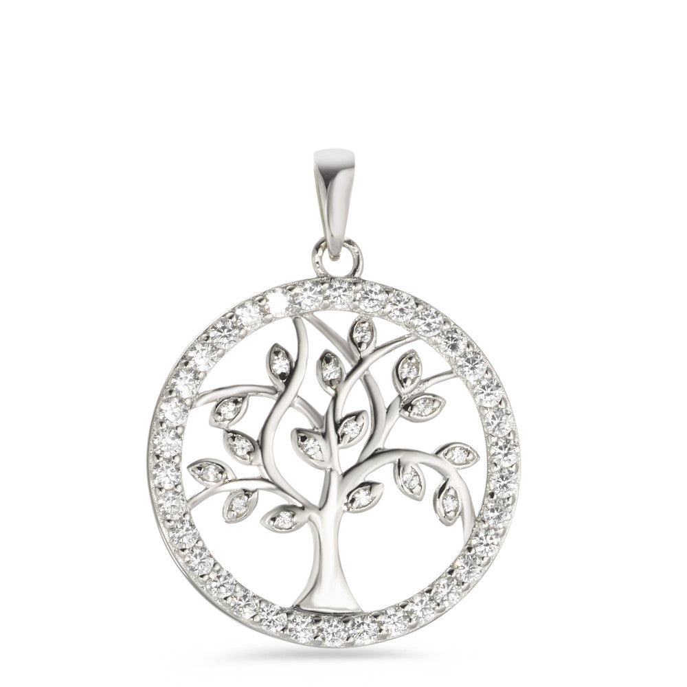 Ciondolo Argento Zirconia rodiato Albero della vita Ø23 mm