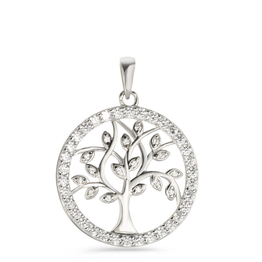 Ciondolo Argento Zirconia rodiato Albero della vita Ø23 mm