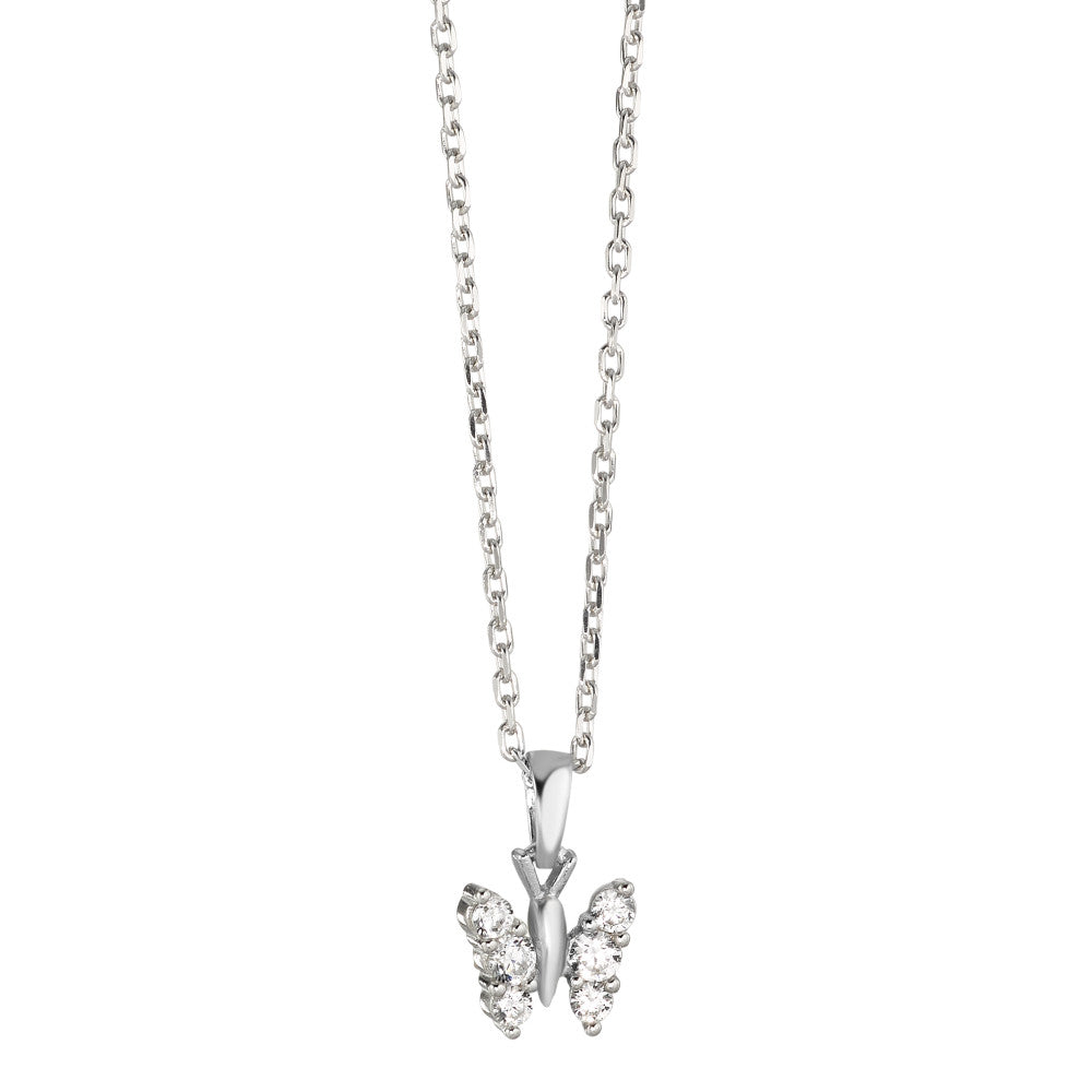 Catena con ciondolo Argento Zirconia bianco, 6 pietra rodiato 36-38 cm