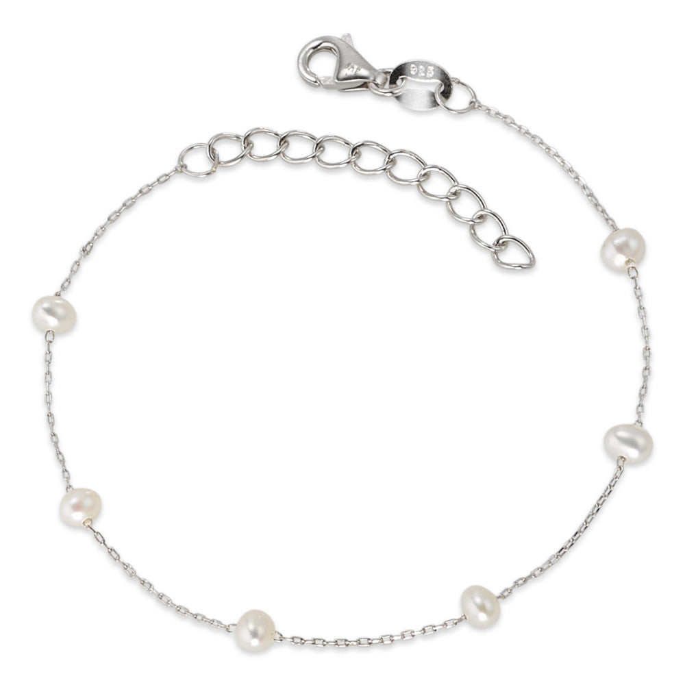 Bracciale Argento rodiato Perla coltivata d'acqua dolce 16-19 cm