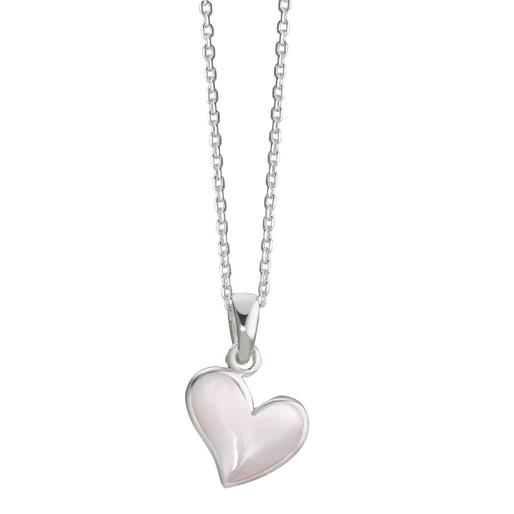 Catena con ciondolo Argento Madreperla Cuore 38-40 cm Ø11 mm