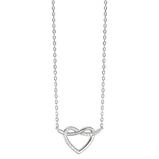 Collana Argento Zirconia rodiato Cuore 40-45 cm Ø14 mm