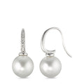 Orecchini Oro bianco 750/18 carati Diamante 0.14 ct, 14 pietra, w-si Perla di Tahiti bianco, 2 Perla, 10 mm
