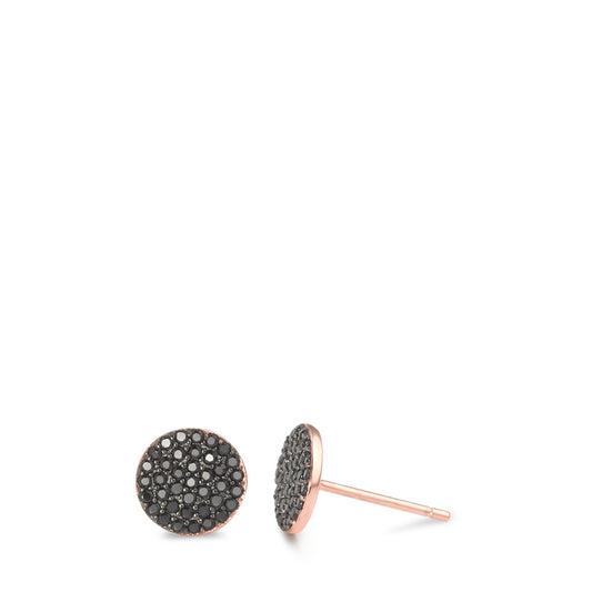 Orecchini a bottone Argento Zirconia nero rosa dorato Ø7.5 mm