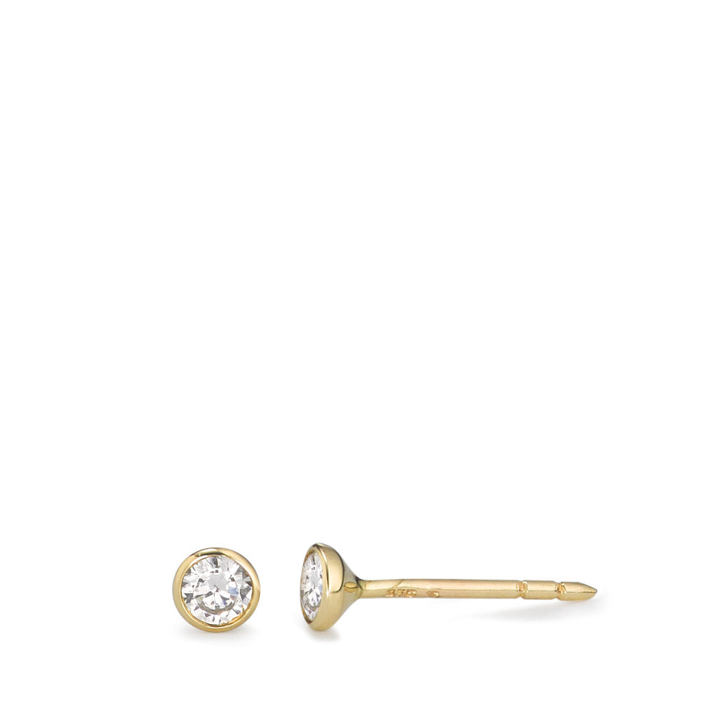 Orecchini a bottone Oro giallo 375/9K Zirconia 2 pietra Ø3.5 mm