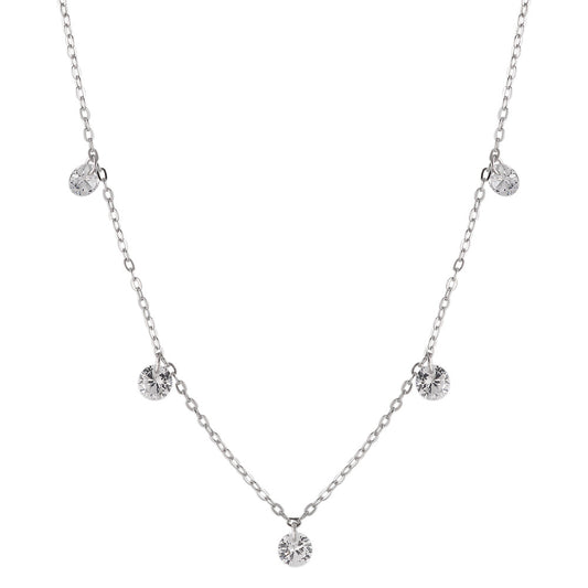 Collana Argento Cristallo 5 pietra rodiato 40-42 cm