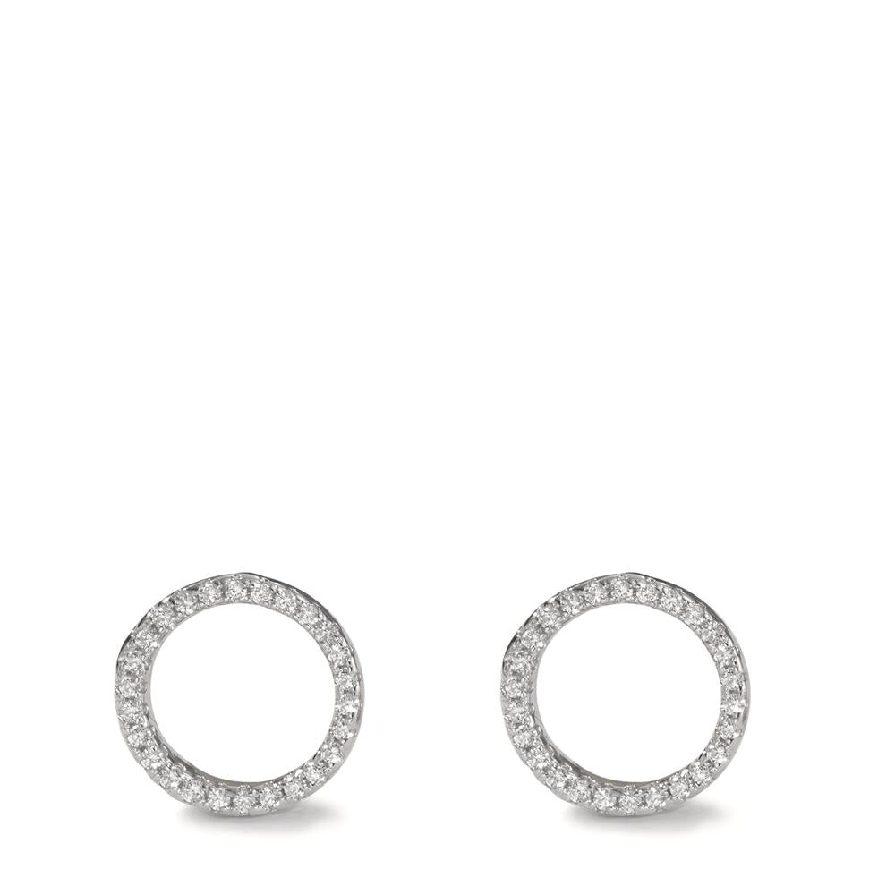 Orecchini a bottone Argento Zirconia rodiato Ø8 mm