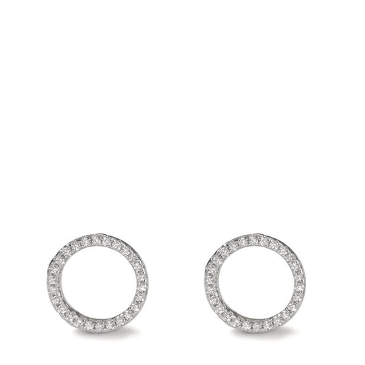 Orecchini a bottone Argento Zirconia rodiato Ø8 mm