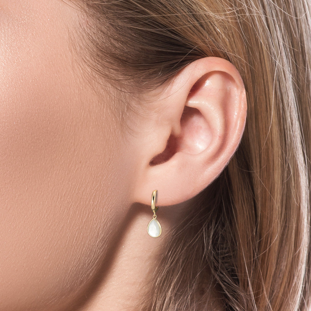 Orecchini circolari Argento dorato Madreperla bianco, 2 Perla