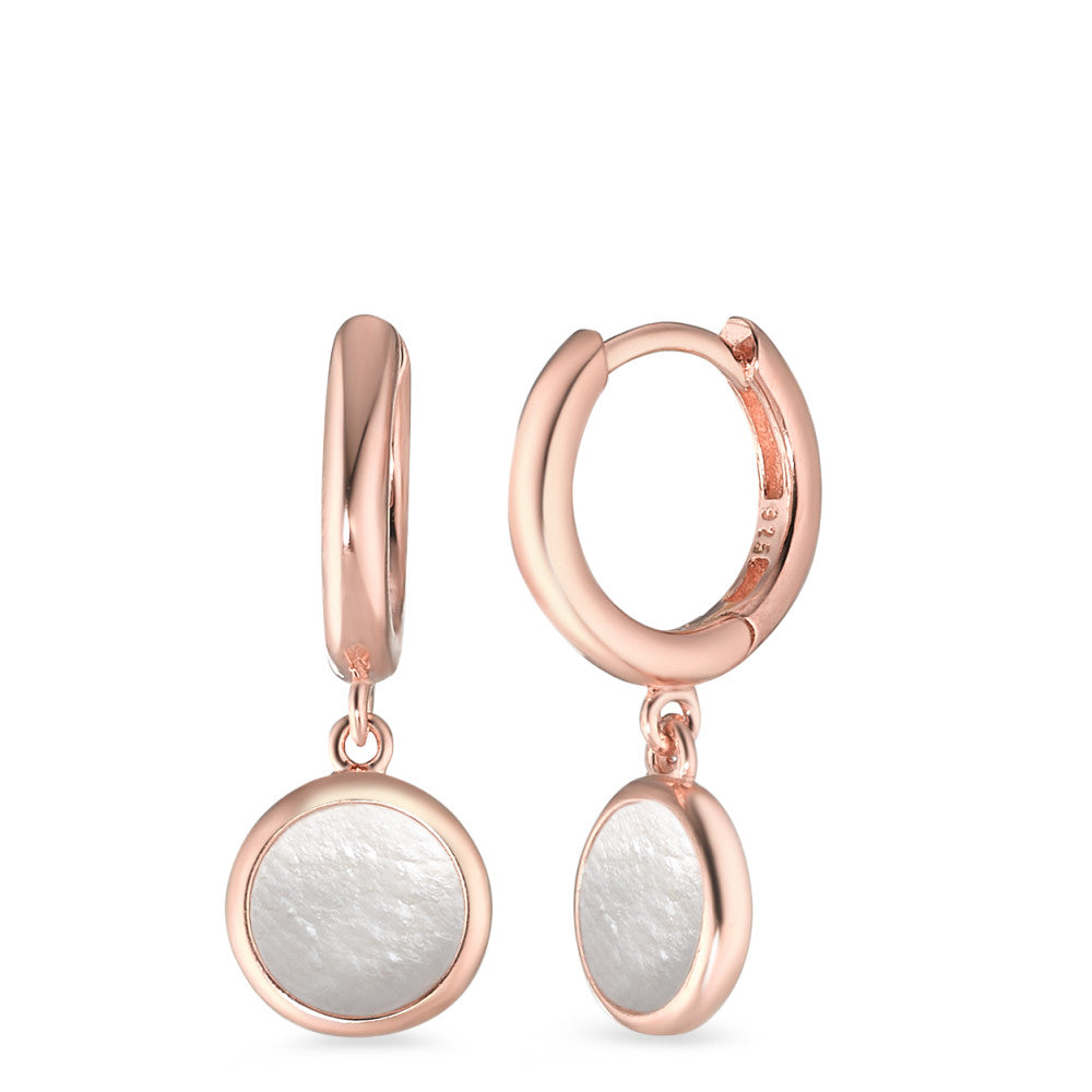 Orecchini circolari Argento rosa dorato Madreperla bianco, 2 Perla