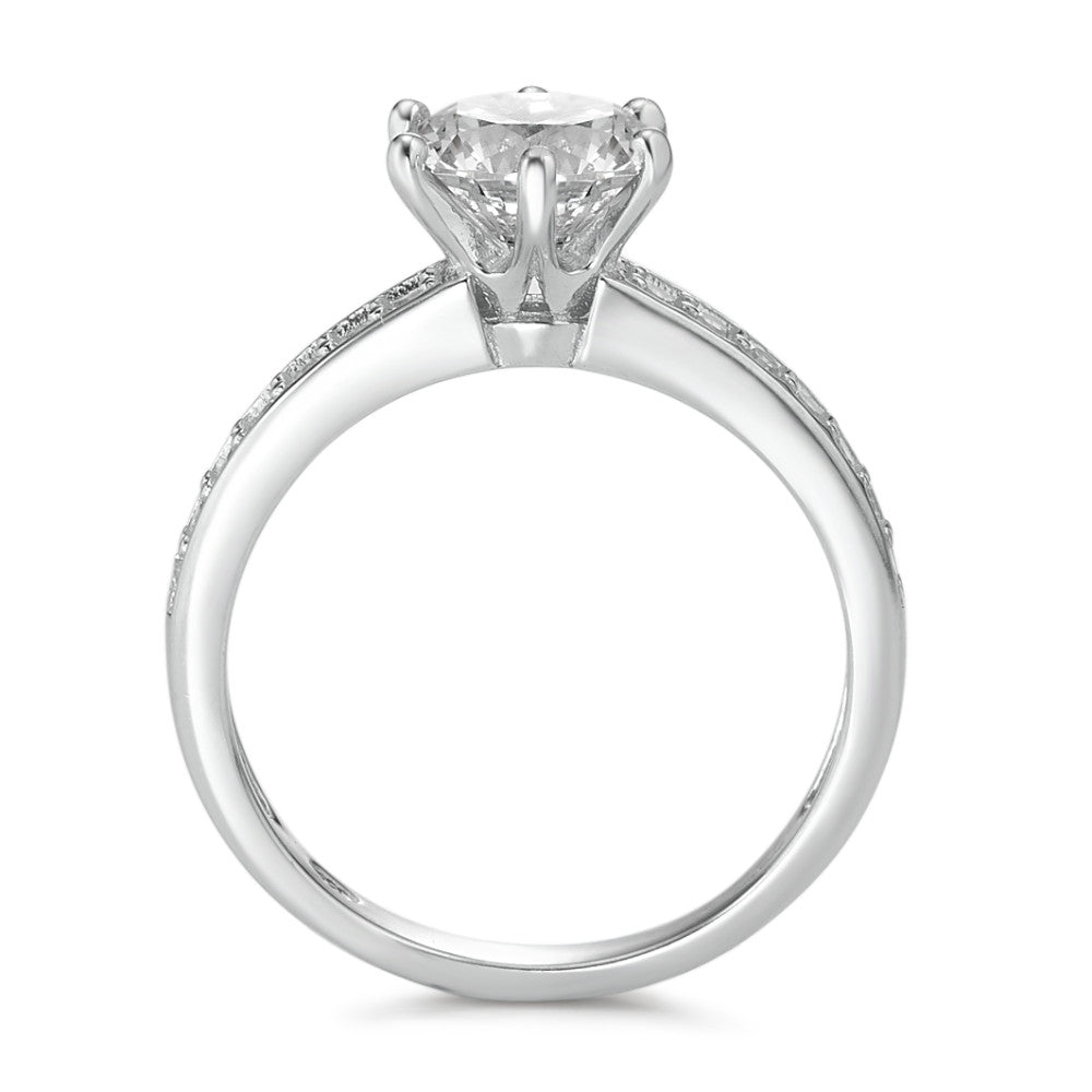 Anello solitario Argento Zirconia rodiato Ø6.5 mm
