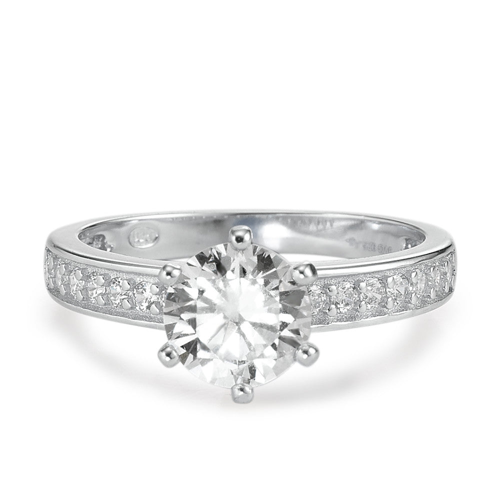 Anello solitario Argento Zirconia rodiato Ø6.5 mm