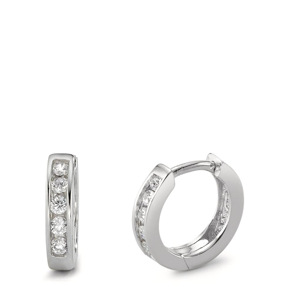 Orecchini circolari Argento Zirconia bianco rodiato