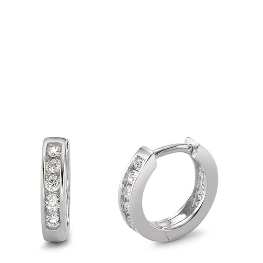 Orecchini circolari Argento Zirconia bianco rodiato