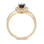 Anello Oro giallo 750/18 carati Zaffiro 0.94 ct, Diamante 0.40 ct, 12 pietra, [Brillant], w-si